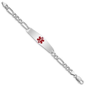Sterling Silver Rhodium-plated Medical ID Figaro Link Bracelet — alternate view