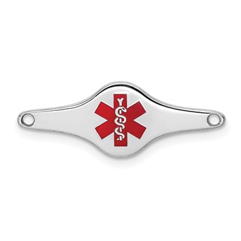 Sterling Silver Rhodium-plated Medical ID Plate