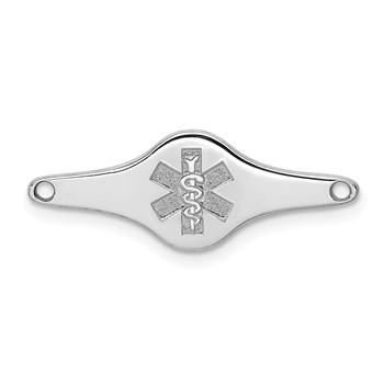 Sterling Silver Rhodium-plated Non-enameled Medical ID Plate