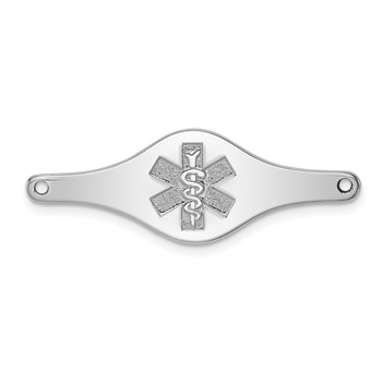 Sterling Silver Rhodium-plated Non-enameled Medical ID Plate