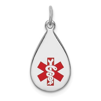 Sterling Silver Rhodium-plated Medical Jewelry Pendant
