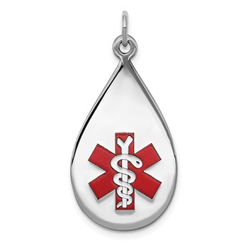 Sterling Silver Rhodium-plated Medical Jewelry Pendant