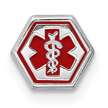 Sterling Silver Rhodium Enameled Attachable Emblem Medical Charm