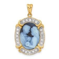 14k 13x18mm Graduation Cap & Diploma Agate Cameo Pendant - Quality