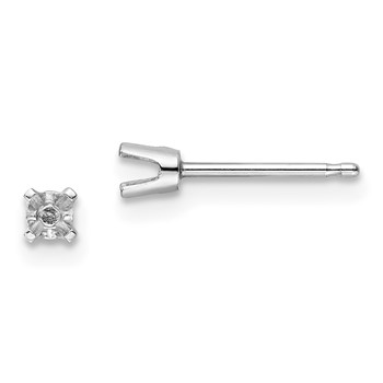 14k White Gold 2.3mm Round Single Stud Earring Mountings
