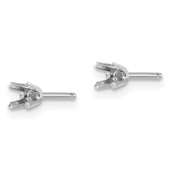 14k White Gold 2.9mm Round Single Stud Earring Mountings — alternate view