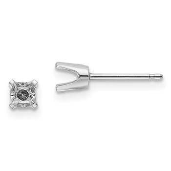 14k White Gold 3.5mm Round Single Stud Earring Mountings