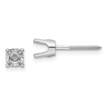 14k White Gold 4.5mm Round Single Stud Earring Mountings