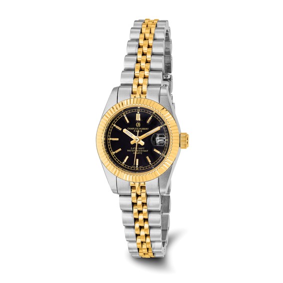 Charles Hubert Ladies Gold Plated Stainless Steel Black Dial Watch Charles Hubert Gold-plated Stainless Steel Black Dial Watch  main image 3