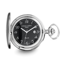 Montre De Poche Charles-Hubert - Cadran Blanc Cassé, Finition Or - Mouvement Quartz Avec Date - Neuf