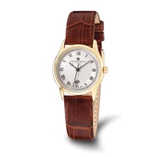 Image of Ladies Charles Hubert IP-plated Stainless Steel Leather Band 29mm Watch
