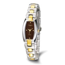 Image of Ladies Charles Hubert IP-plated Stainless Steel Brown Dial 19x31mm Watch