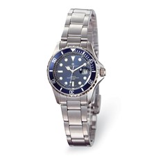 Image of Ladies Charles Hubert Stainless Steel Band Blue Dial Watch