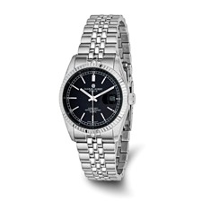 Image of Mens Charles Hubert Stainless Steel Black Dial Watch