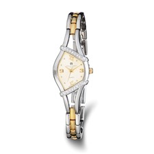 Image of Ladies Charles Hubert Gold-finish Two-tone Crystal Bezel 20mm Watch
