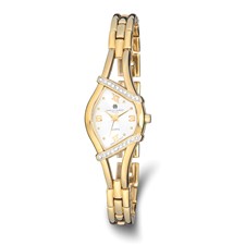 Image of Ladies Charles Hubert Gold-finish Crystal Bezel 20mm Watch