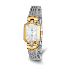 Image of Charles Hubert IP-plated Stainless Steel Wire Bangle MOP Dial Watch