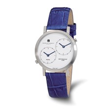 Image of Mens Charles Hubert Stainless Leather Band 37mm Dual Time Watch
