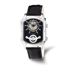 Image of Mens Charles Hubert Leather Band 38x46mm Dual Time Watch