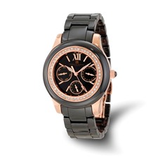 Image of Charles-Hubert Black Ceramic 40mm Stainless Steel Rose IP-plated Crystal Bezel Multifunction Black Dial with Day and Date Watch