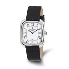 Image of Mens Charles Hubert Square Face Black Leather Band Watch