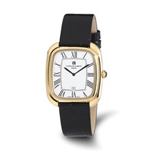 Image of Mens Charles Hubert IP-plated Square Face Leather Band Watch
