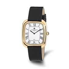 Image of Ladies Charles Hubert IP-plated Square Face Leather Band Watch