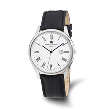 Image of Mens Charles Hubert Stainless Leather Band 43mm Watch