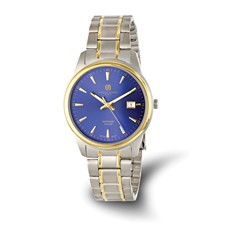 Image of Mens Charles Hubert Two-Tone Titanium 40mm Blue Dial Watch