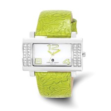 Image of Ladies Charles Hubert Stainless Green Leather 40x23mm Watch