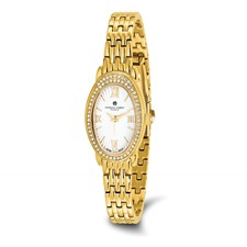 Image of Ladies Charles Hubert IP-plated Stainless Steel Crystal Bezel 21x32mm Watch