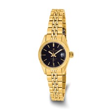 Image of Ladies Charles Hubert IP-plated Black Dial Watch