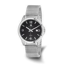 Image of Mens Charles Hubert Titanium Black Dial Expansion Band Watch