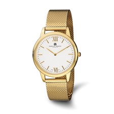 Image of Mens Charles Hubert Stainless Steel IP-plated Gold-tone Dial Mesh Band Wa