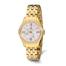 Image of Ladies Charles Hubert Stainless Steel IP-plated MOP Dial Watch