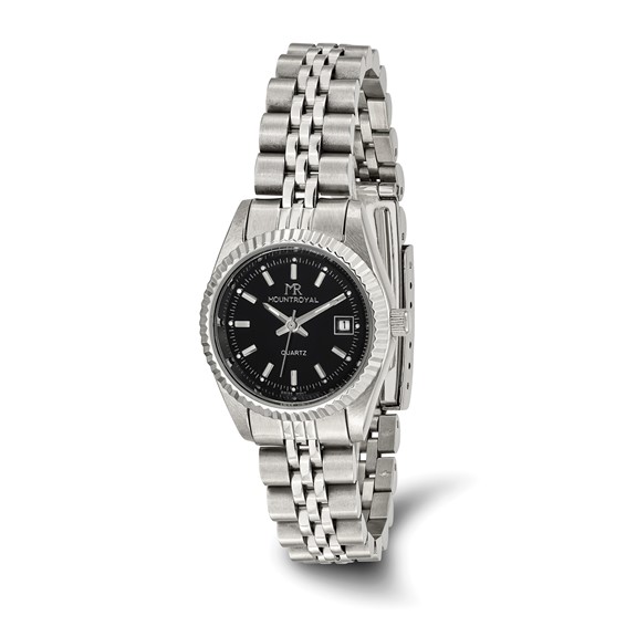 Ladies Mountroyal Stainless Steel Black Dial Watch - Quality 