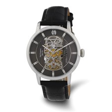 Image of Charles Hubert Stainless Black Skeleton Dial Automatic Watch