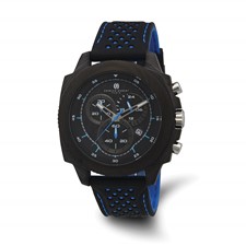 Image of Charles Hubert Carbon Fiber Case Chronograph Blue Strap Watch