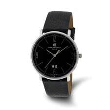 Image of Mens Charles Hubert Stainless Steel Black Dial Watch