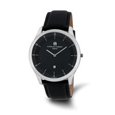 Image of Mens Charles Hubert Stainless Steel Black Dial Watch