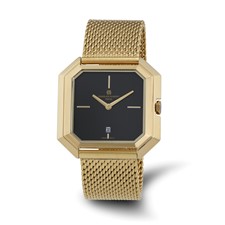 Image of Mens Charles Hubert IP-plated Stainless Mesh Black Dial Quartz Watch