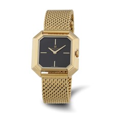 Image of Ladies Charles Hubert IP-plated Stainless Mesh Black Dial Quartz Watch