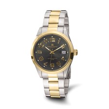 Image of Charles Hubert Two-tone Yellow IP-plated Stainless Steel Black Dial with Date Quartz Watch