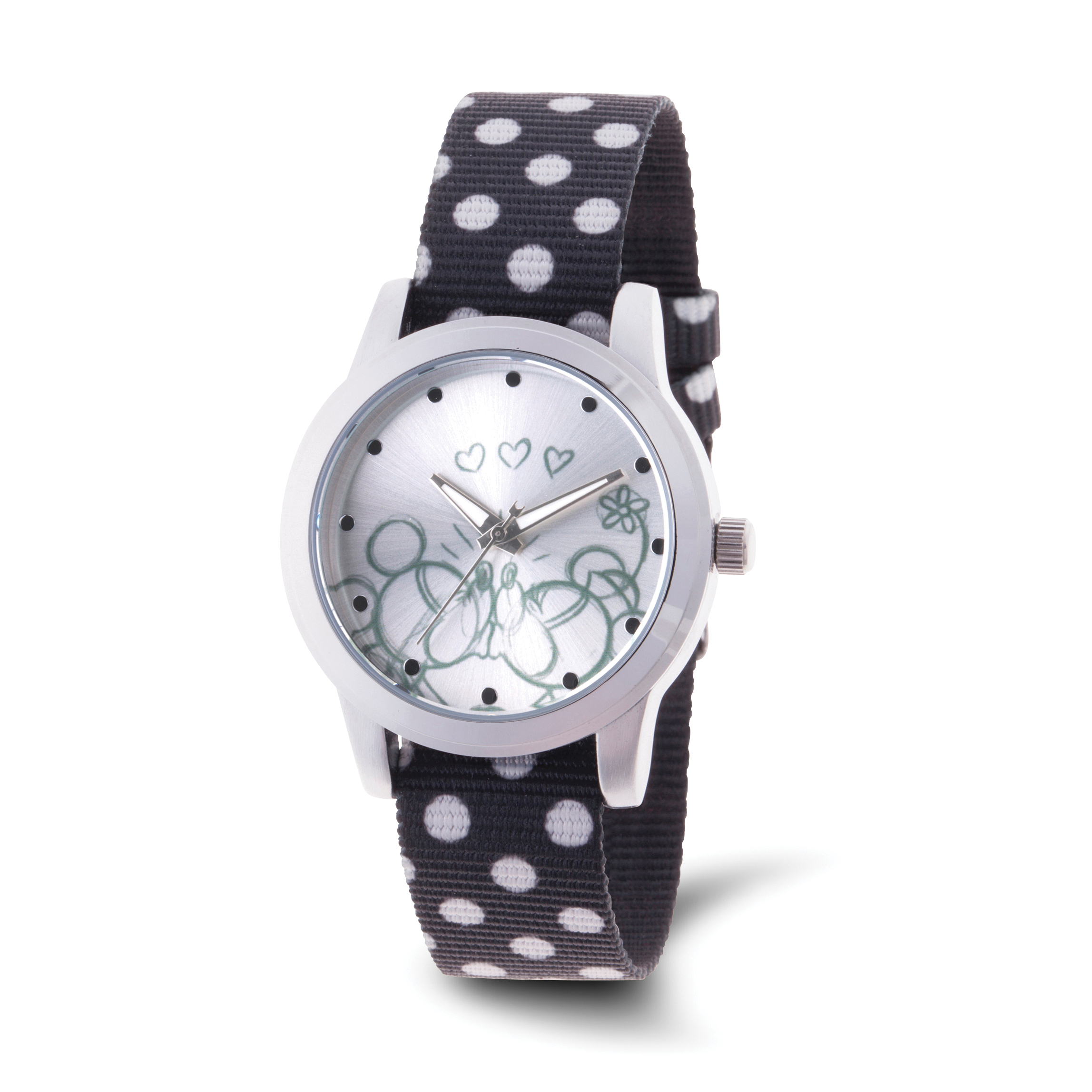 Disney Adult Minnie/Mickey Mouse Silver-tone Black Nylon