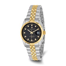 Image of Mens Charles Hubert Two-tone Stainless Steel Black Dial Watch