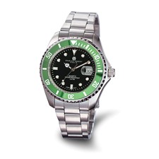 Image of Charles Hubert Stainless Steel Black Dial Green Bezel Watch