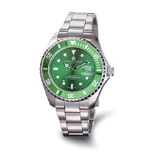 Image of Charles Hubert Stainless Steel Green Dial/Bezel Watch