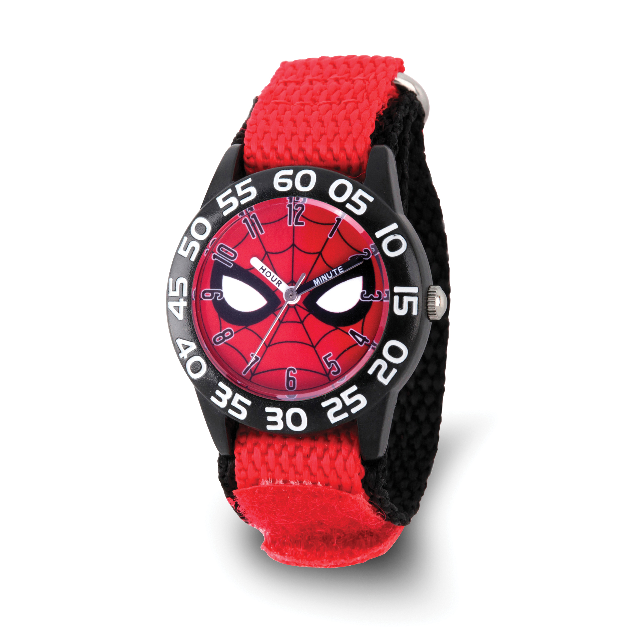 Marvel Spider Man Kids Black Red Nylon Time Teacher Watch Quality Gold