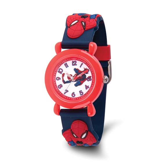 Marvel Spider-Man Kids Red 3D Strap Time Teacher Watch - Quality Gold