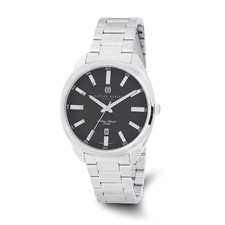 Image of Mens Charles Hubert Stainless Steel Black Dial Watch